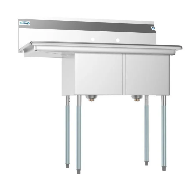 45 in. Freestanding Stainless Steel 2-Hole Triple Bowl Commercial Kitchen Sink, photo 6 of 13