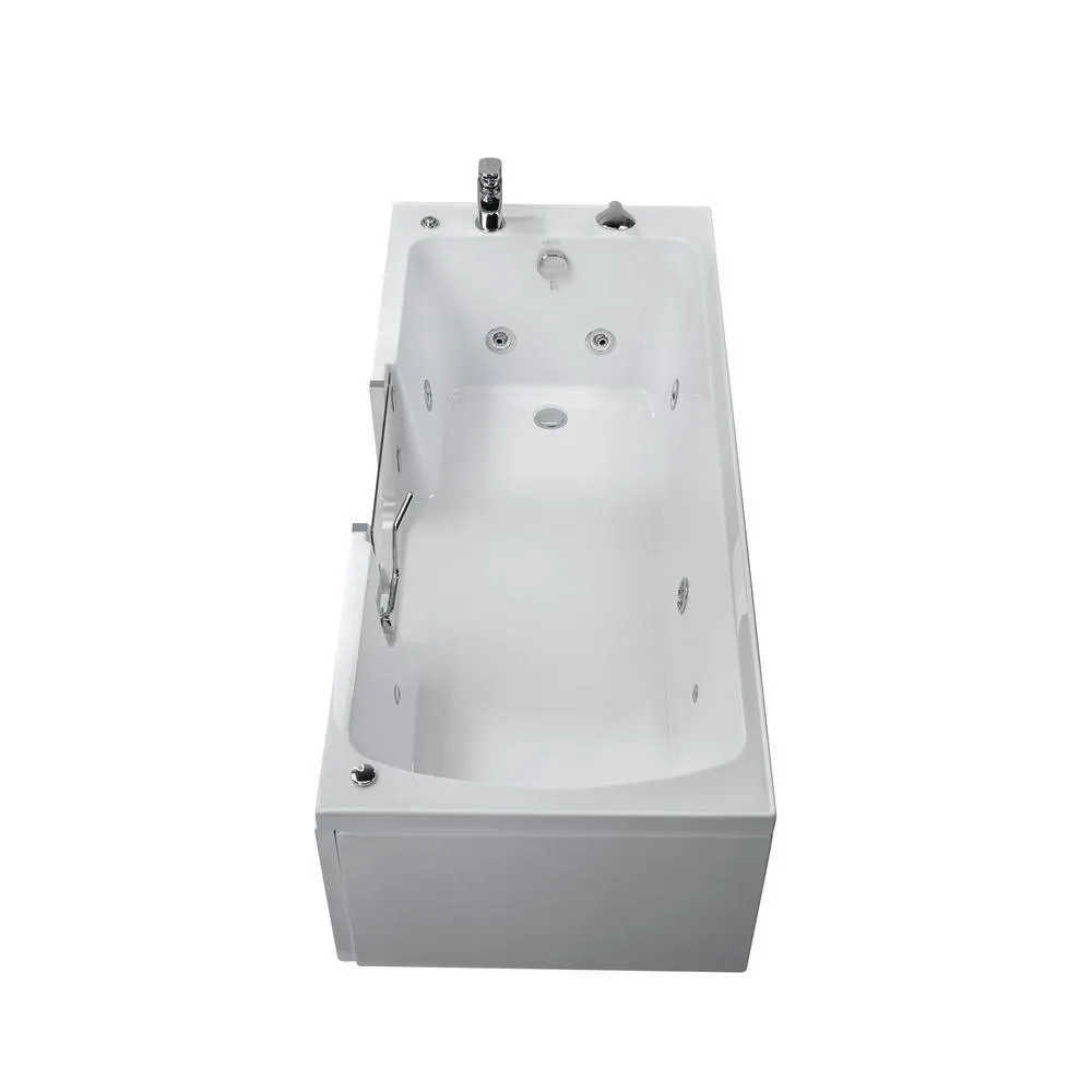 Ella Laydown 72 in. Walk-In Whirlpool Bathtub, White, Fast-Fill 2-Piece Faucet, Left-Hand Drain, Left-Hinged Glass Door, photo 7 of 17