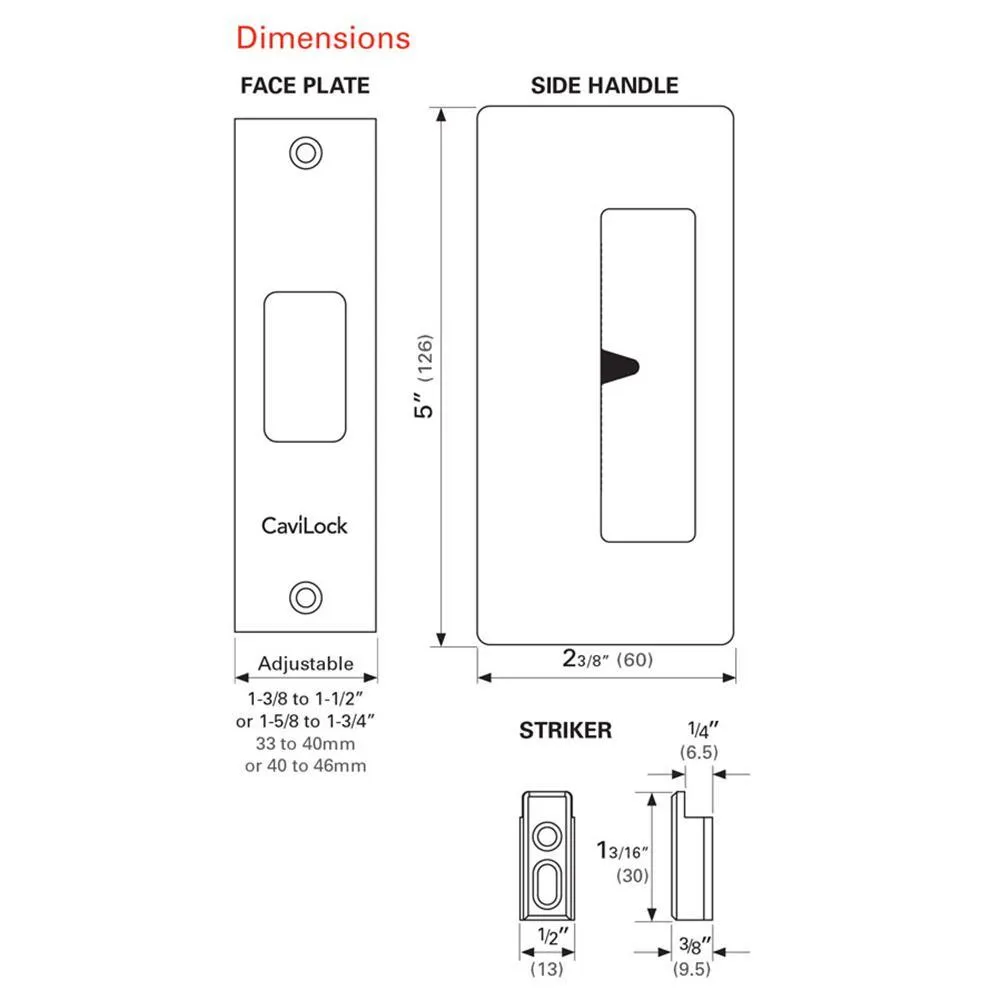 Cavity Slider 200 Series CaviLock 1-3/4 in. Flat Black Magnetic Privacy Non-Handed Pocket Door Lock, photo 2 of 2