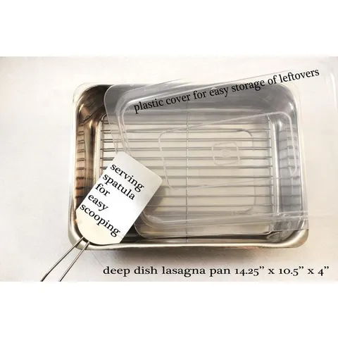 4-Piece All-in-one Stainless Steel Roaster and Lasagna Pan with Plastic Cover