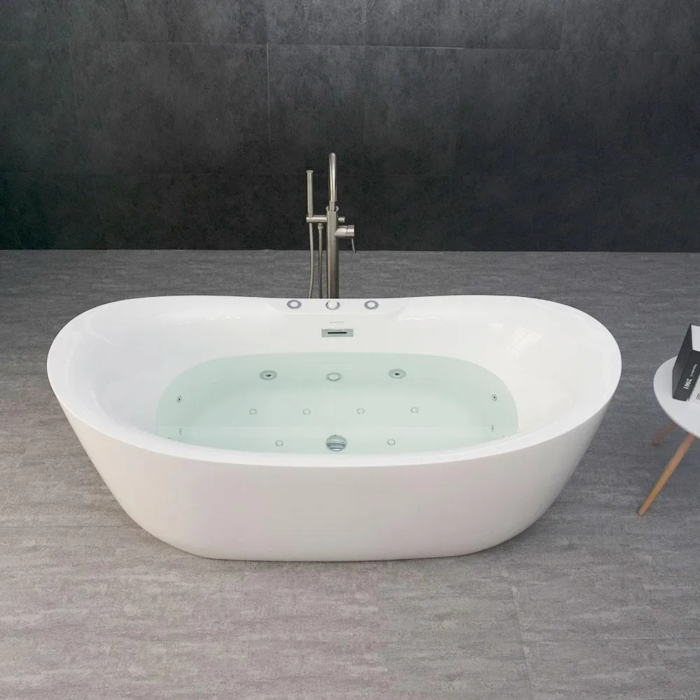 Venezia 71 in. Acrylic Freestanding Double Slipper Whirlpool and Air Bathtub with Drain and Overflow Included in White, photo 4 of 15