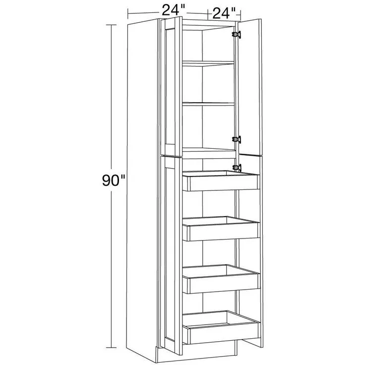 Home Decorators Collection Washington 24 in. W x 24 in. D x 90 in. H Assembled Plywood Pantry Kitchen Cabinet in Onyx with 4ROT Soft Close, photo 3 of 5