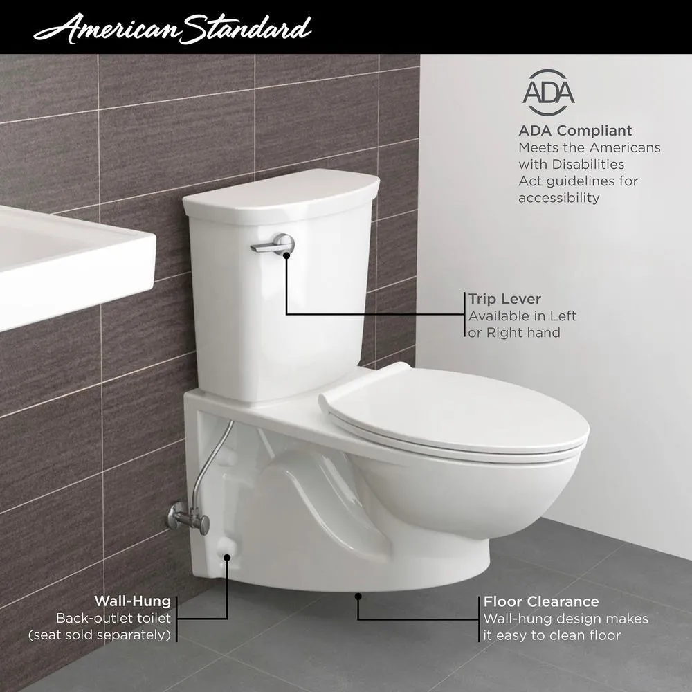 American Standard Glenwall VorMax 1.28 GPF Single Flush Wall-Hung Toilet, Left-Hand Trip Lever, White (Seat Not Included), photo 2 of 16