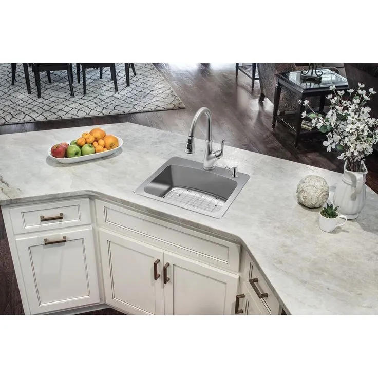 All-in-One Dual Mount 18-Gauge Stainless Steel 25 in. 2-Hole Single Bowl Kitchen Sink with Pull-Out Kitchen Faucet, photo 6 of 7