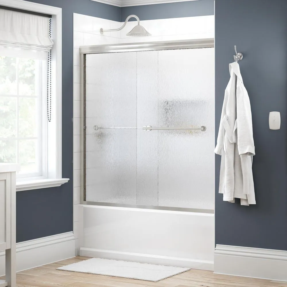 Crestfield 60 in. x 58-1/8 in. Semi-Frameless Traditional Sliding Bathtub Door in Bronze with Transition Glass, photo 31 of 67