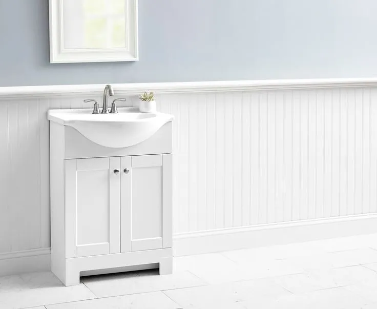 Style Selections Euro 24-in White Single Sink Bathroom Vanity with White Cultured Marble Top, photo 3 of 10