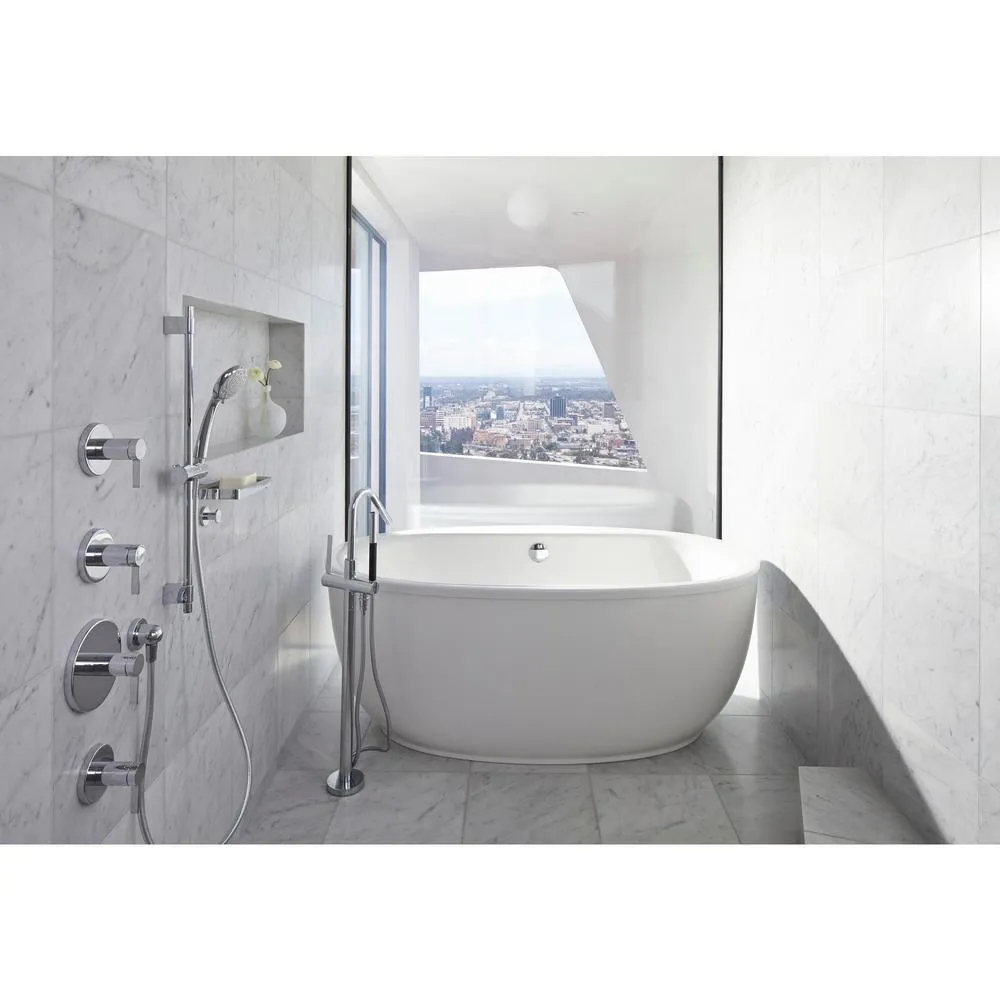 Sunstruck 66 in. x 36 in. Oval Freestanding Bathtub with Fluted Shroud and Center Drain in White, photo 6 of 13