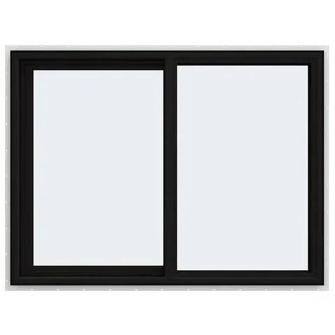 FiniShield V-4500 35-1/2 × 47-1/2 × 3 in Jamb Left-operable Vinyl Black Sliding Window Full Screen Included
