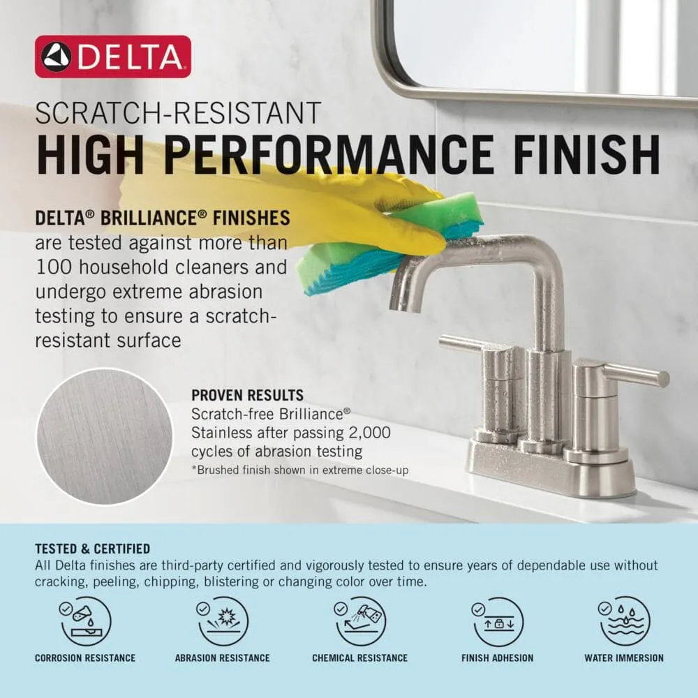 Delta Nicoli J-Spout 8 in. Widespread Double Handle Bathroom Faucet in Champagne Bronze by Delta, photo 5 of 8