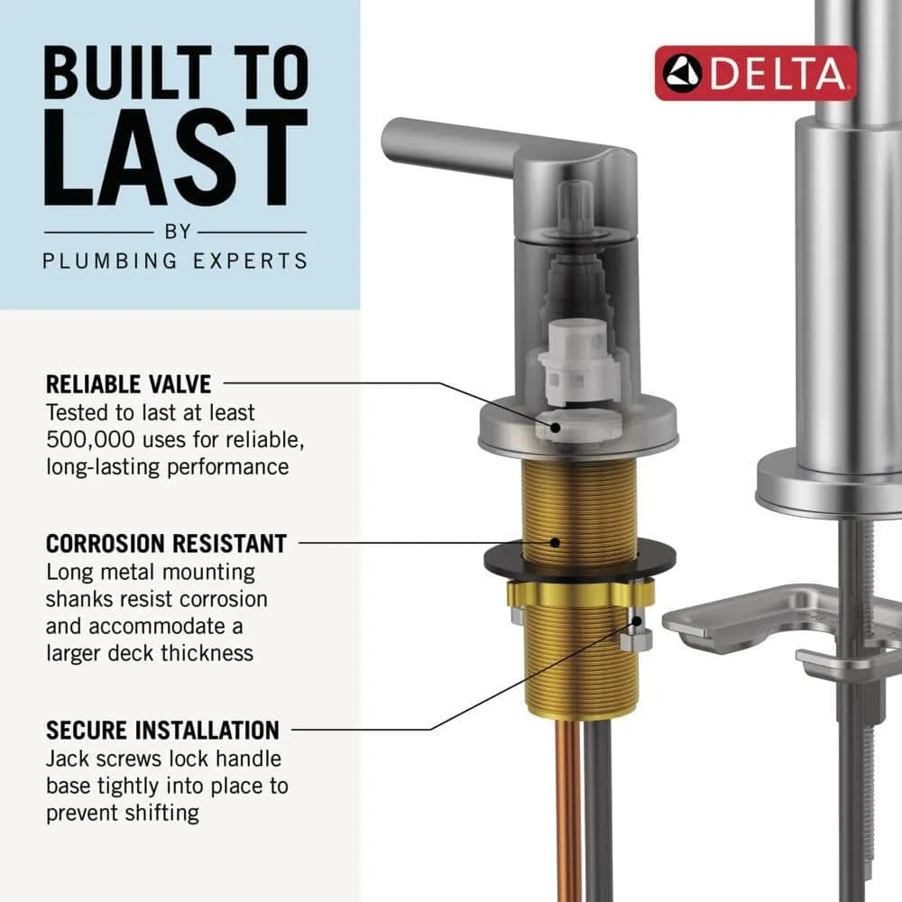 Delta Nicoli J-Spout 8 in. Widespread Double Handle Bathroom Faucet in Champagne Bronze by Delta, photo 6 of 8