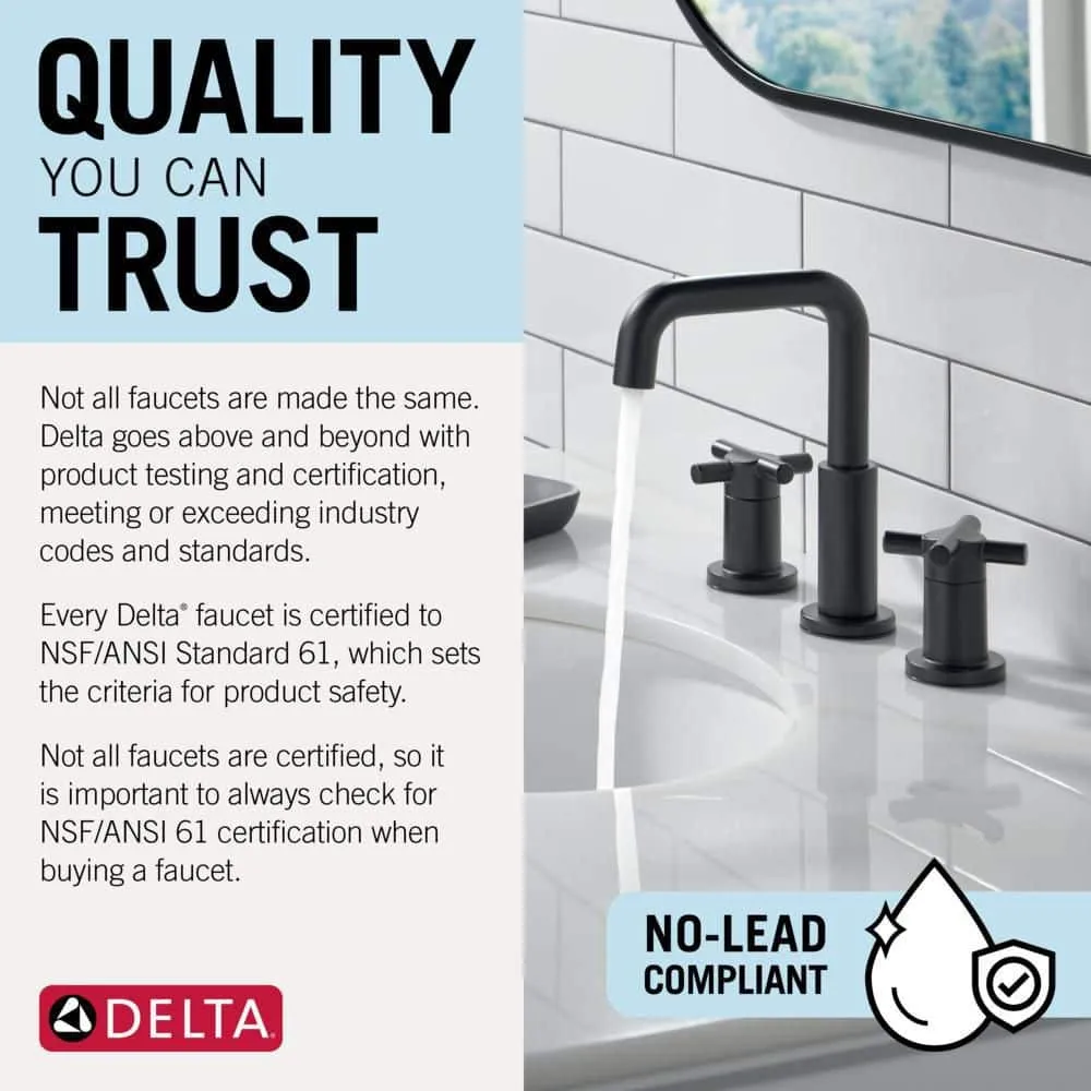 Delta Nicoli J-Spout 8 in. Widespread Double Handle Bathroom Faucet in Champagne Bronze by Delta, photo 7 of 8