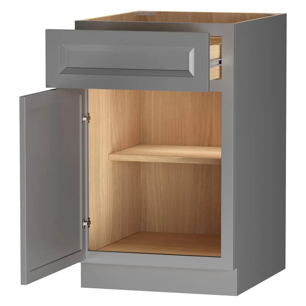PELHAM & WHITE Keyport Shaker 21 in. W x 24 in. D x 34.5 in. H in Charcoal Plywood Tool-Free Ready To Assemble Base Kitchen Cabinet, photo 2 of 12