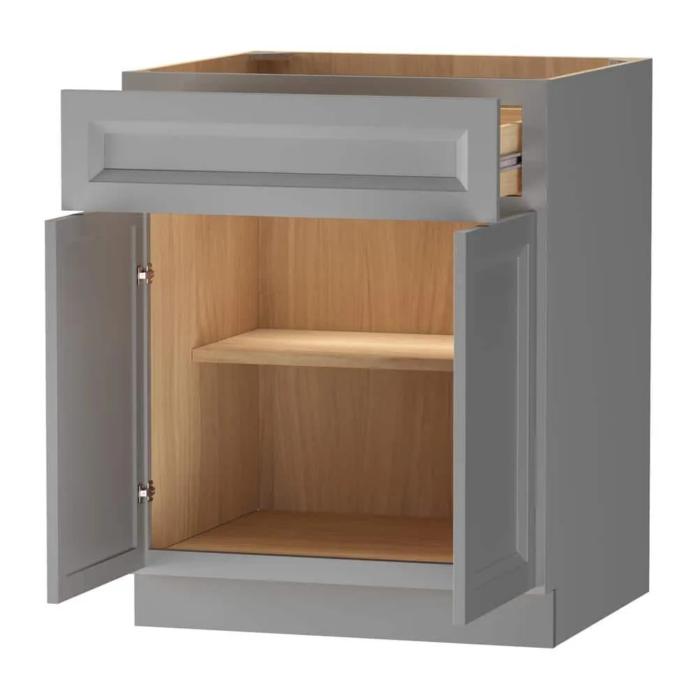 PELHAM & WHITE Keyport Shaker 27 in. W x 24 in. D x 34.5 in. H in Charcoal Plywood Tool-Free Ready To Assemble Base Kitchen Cabinet, photo 2 of 12