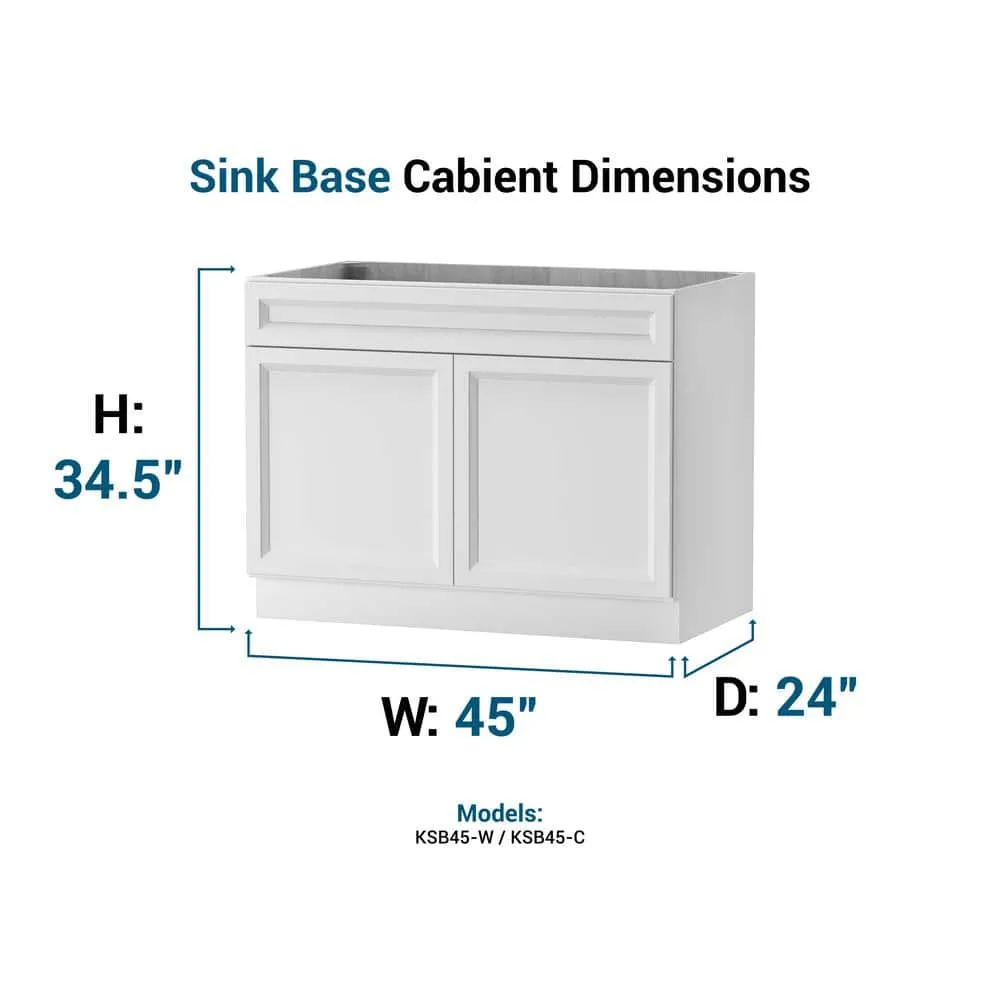 PELHAM & WHITE Keyport Shaker 45 in. W x 24 in. D x 34.5 in. H Charcoal Plywood Tool-Free Ready To Assemble Sink Base Kitchen Cabinet, photo 7 of 11