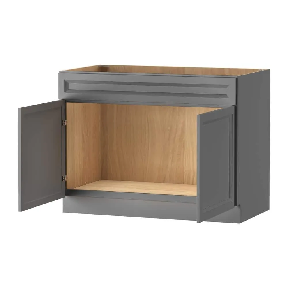 PELHAM & WHITE Keyport Shaker 45 in. W x 24 in. D x 34.5 in. H Charcoal Plywood Tool-Free Ready To Assemble Sink Base Kitchen Cabinet, photo 2 of 11