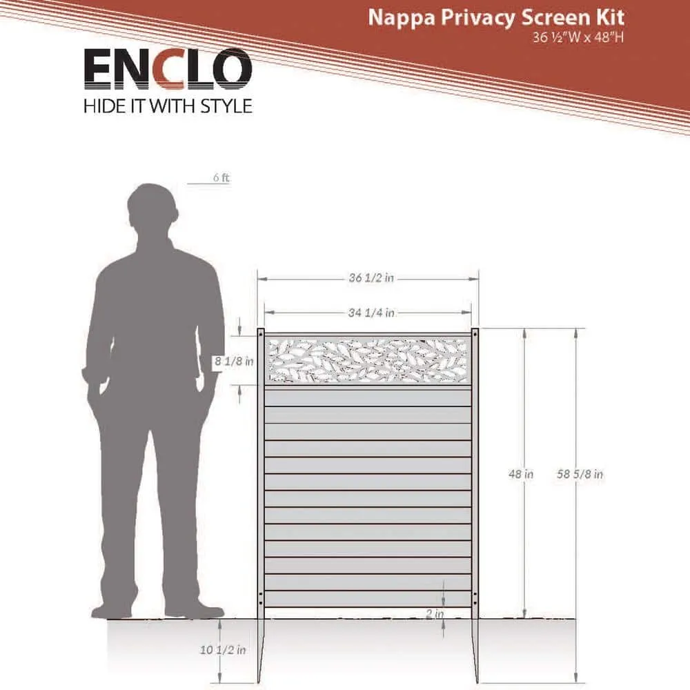 Enclo Privacy Screens 4 ft. x 3 ft. Nappa Lasercut WoodTek Vinyl Privacy Screen Kit, photo 5 of 10