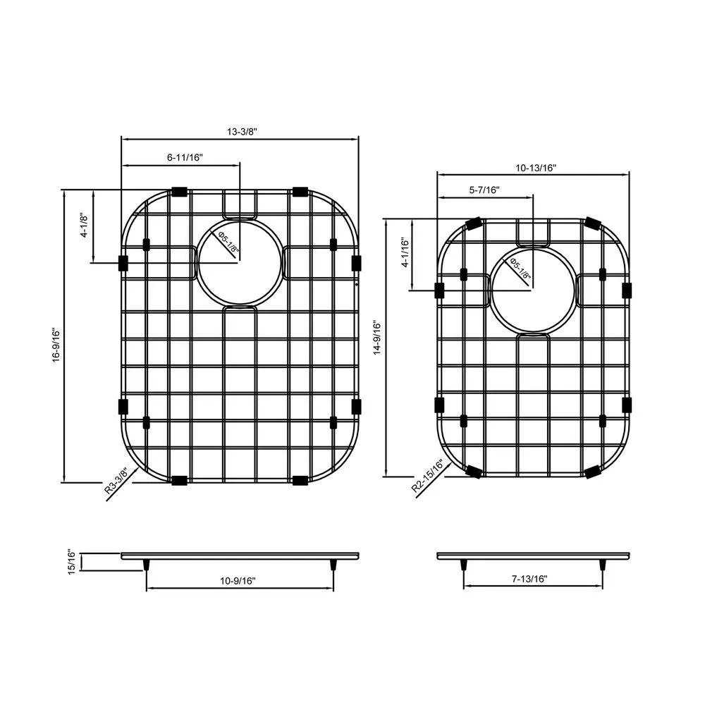 CHESHIRE 2-Piece Stainless Steel Bottom Grid for Sink 60/40 Splits - Model HCH-GR-64, photo 3 of 4