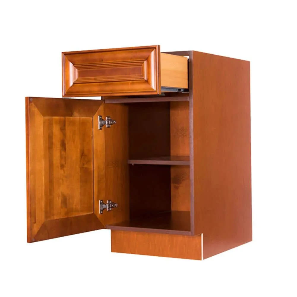 LIFEART CABINETRY Cambridge Assembled 12x34.5x24 in. Base Cabinet with 1 Door and 1 Drawer in Chestnut, photo 3 of 5