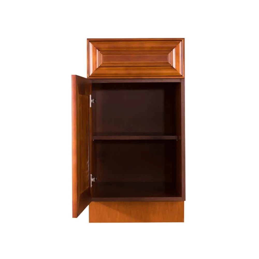 LIFEART CABINETRY Cambridge Assembled 12x34.5x24 in. Base Cabinet with 1 Door and 1 Drawer in Chestnut, photo 2 of 5