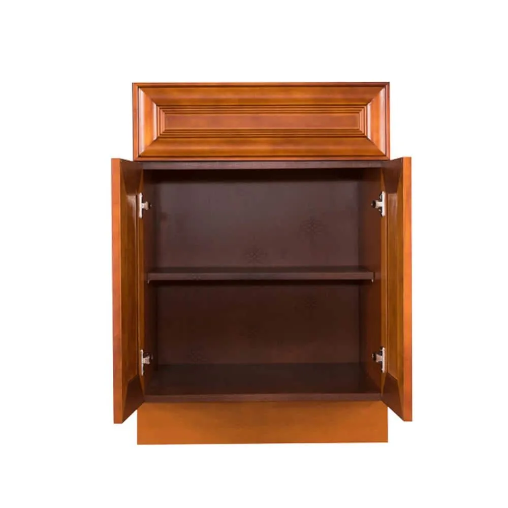 LIFEART CABINETRY Cambridge Assembled 24x34.5x24 in. Base Cabinet with 2 Doors and 1 Drawer in Chestnut, photo 2 of 5