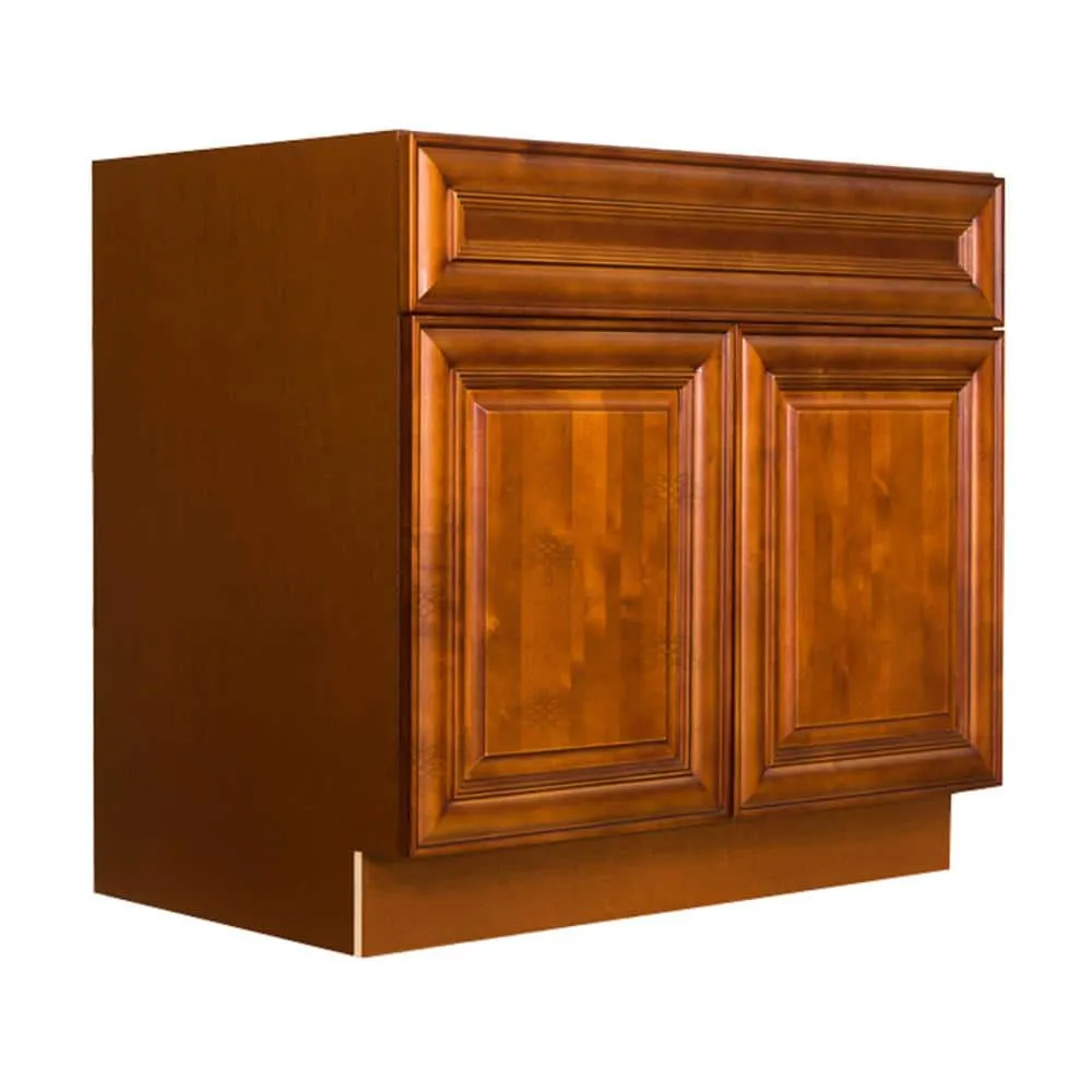 LIFEART CABINETRY Cambridge Assembled 36x34.5x24 in. Base Cabinet with 2 Doors and 1 Drawer in Chestnut, photo 5 of 7