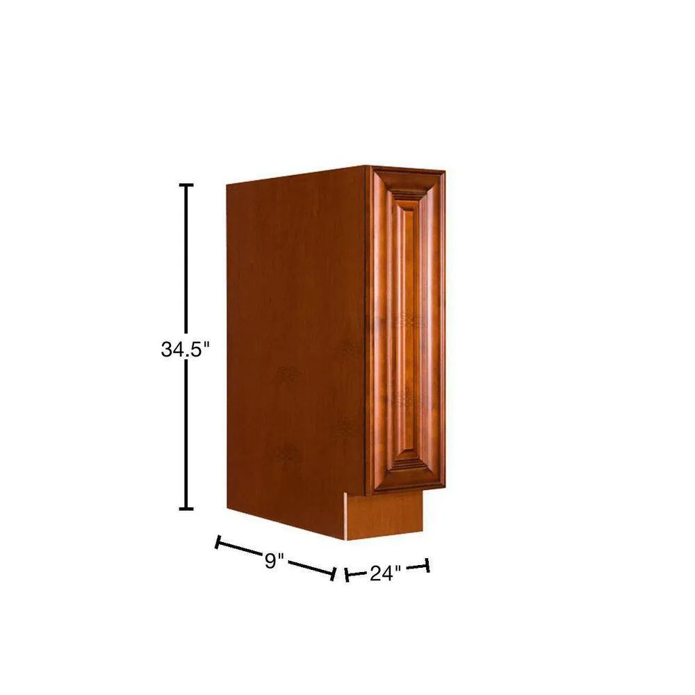 LIFEART CABINETRY Cambridge Assembled 9x34.5x24 in. Base Spice Rack Cabinet in Chestnut, photo 2 of 7