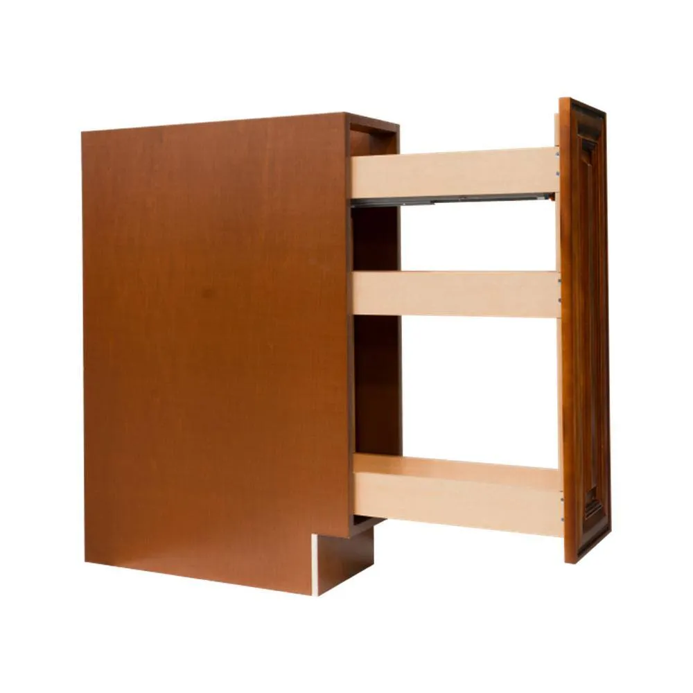 LIFEART CABINETRY Cambridge Assembled 9x34.5x24 in. Base Spice Rack Cabinet in Chestnut, photo 4 of 7
