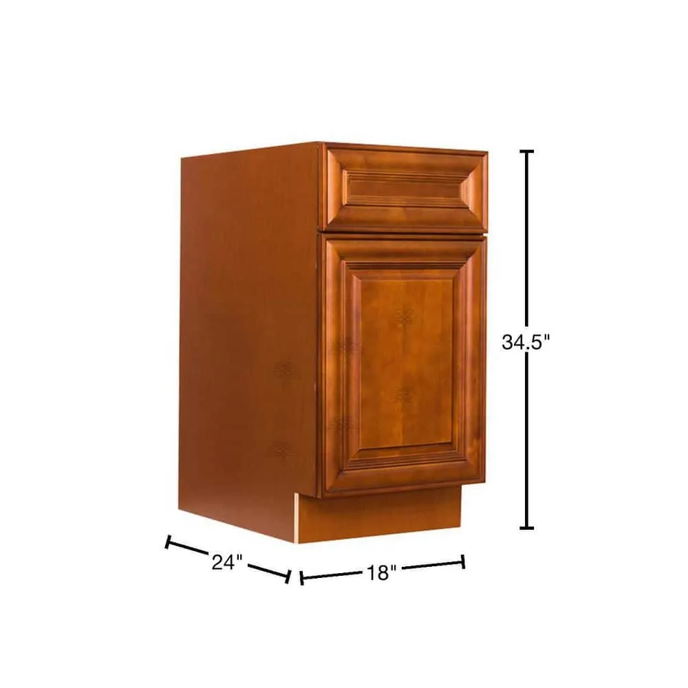 LIFEART CABINETRY Cambridge Assembled 18x34.5x24 in. Base Wasket Cabinet in Chestnut, photo 2 of 9