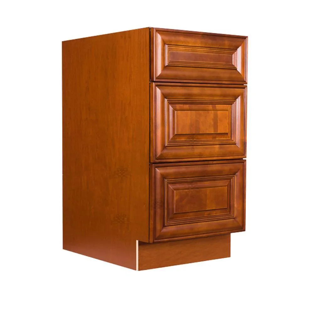 LIFEART CABINETRY Cambridge Assembled 15x34.5x24 in. Base Cabinet with 3 Drawers in Chestnut, photo 2 of 7