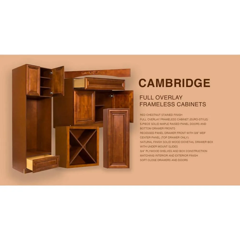 LIFEART CABINETRY Cambridge Assembled 24x34.5x24 in. Base Cabinet with 3 Drawers in Chestnut, photo 6 of 7
