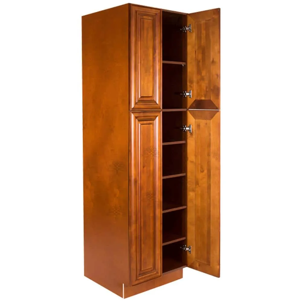 LIFEART CABINETRY Cambridge Assembled 30 in. x 84 in. x 24 in. Tall Pantry with 4 Doors in Chestnut, photo 3 of 6