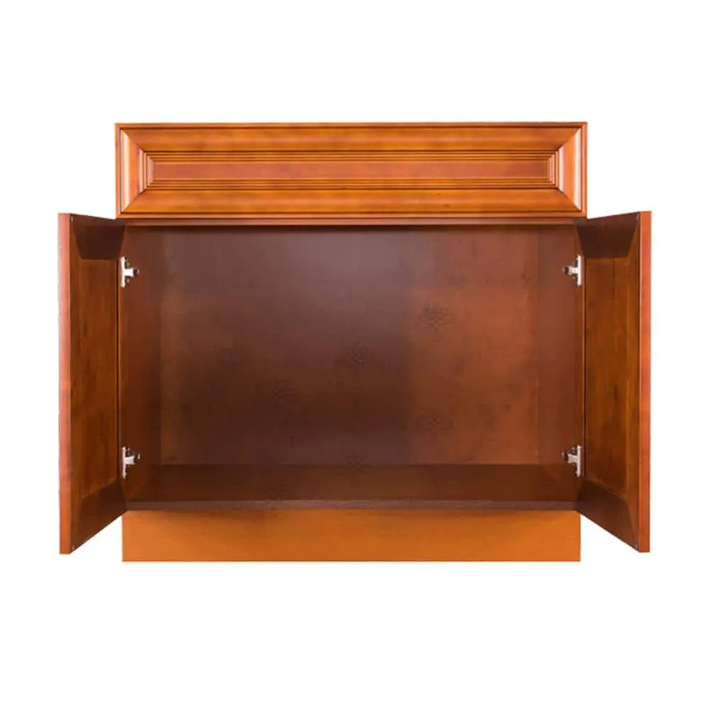 LIFEART CABINETRY Cambridge Assembled 36x34.5x24 in. Sink Base Cabinet with 2 Doors in Chestnut, photo 2 of 5