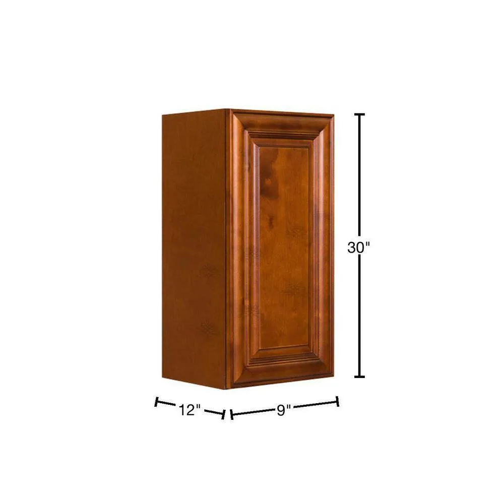 LIFEART CABINETRY Cambridge Assembled 9x30x12 in. Wall Cabinet with 1 Door 2 Shelves in Chestnut, photo 2 of 6