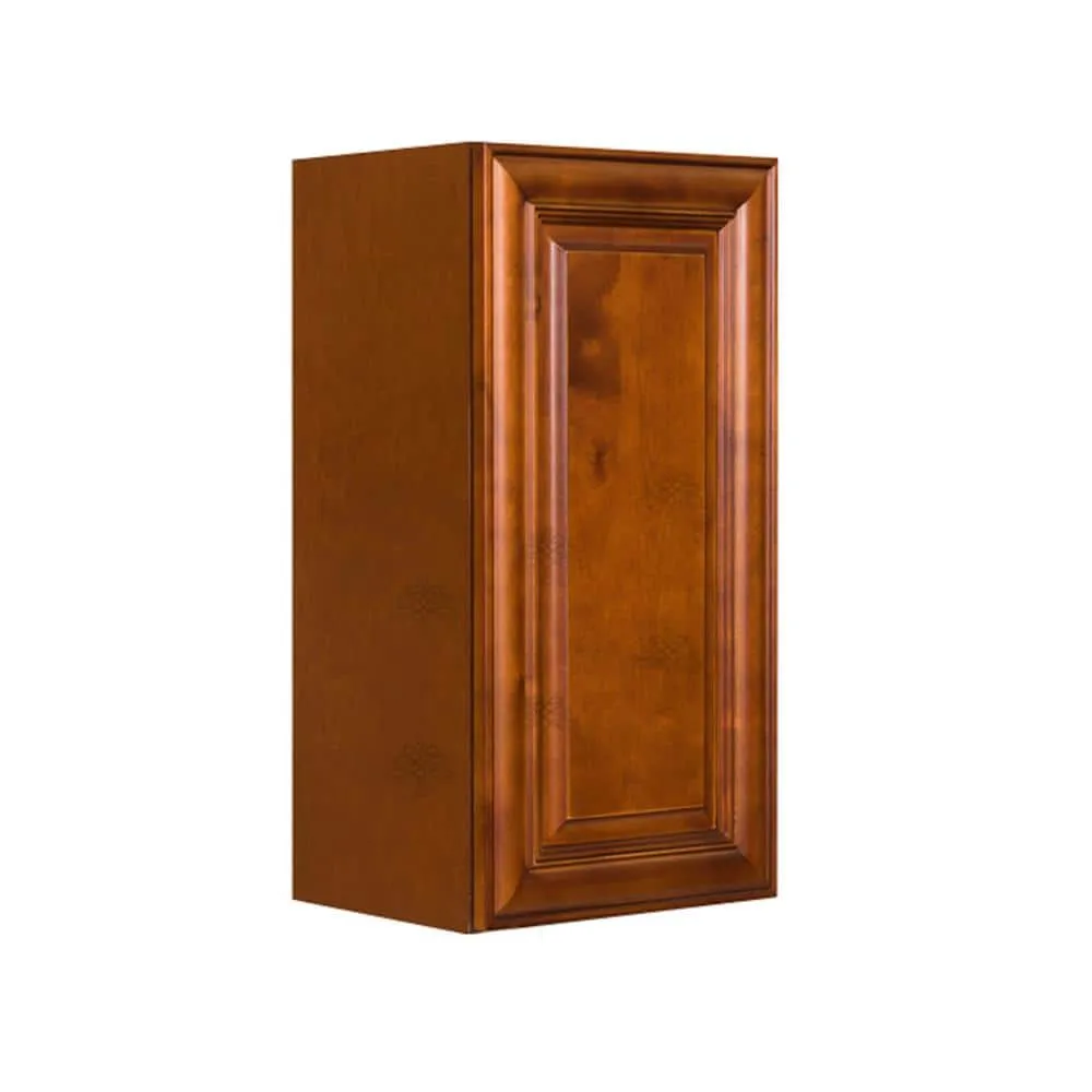 LIFEART CABINETRY Cambridge Assembled 12x30x12 in. Wall Cabinet with 1 Door 2 Shelves in Chestnut, photo 3 of 5