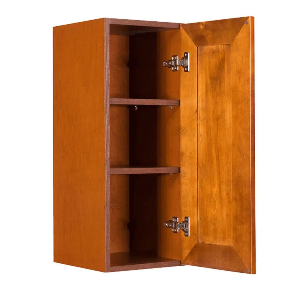 LIFEART CABINETRY Cambridge Assembled 12x36x12 in. Wall Cabinet with 1 Door 2 Shelves in Chestnut, photo 3 of 5