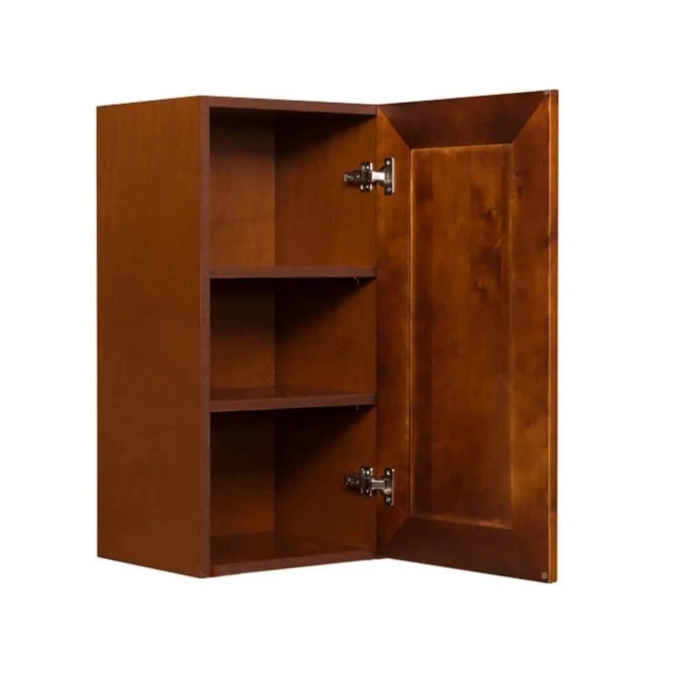 LIFEART CABINETRY Cambridge Assembled 21x30x12 in. Wall Cabinet with 1 Door 2 Shelves in Chestnut, photo 2 of 5