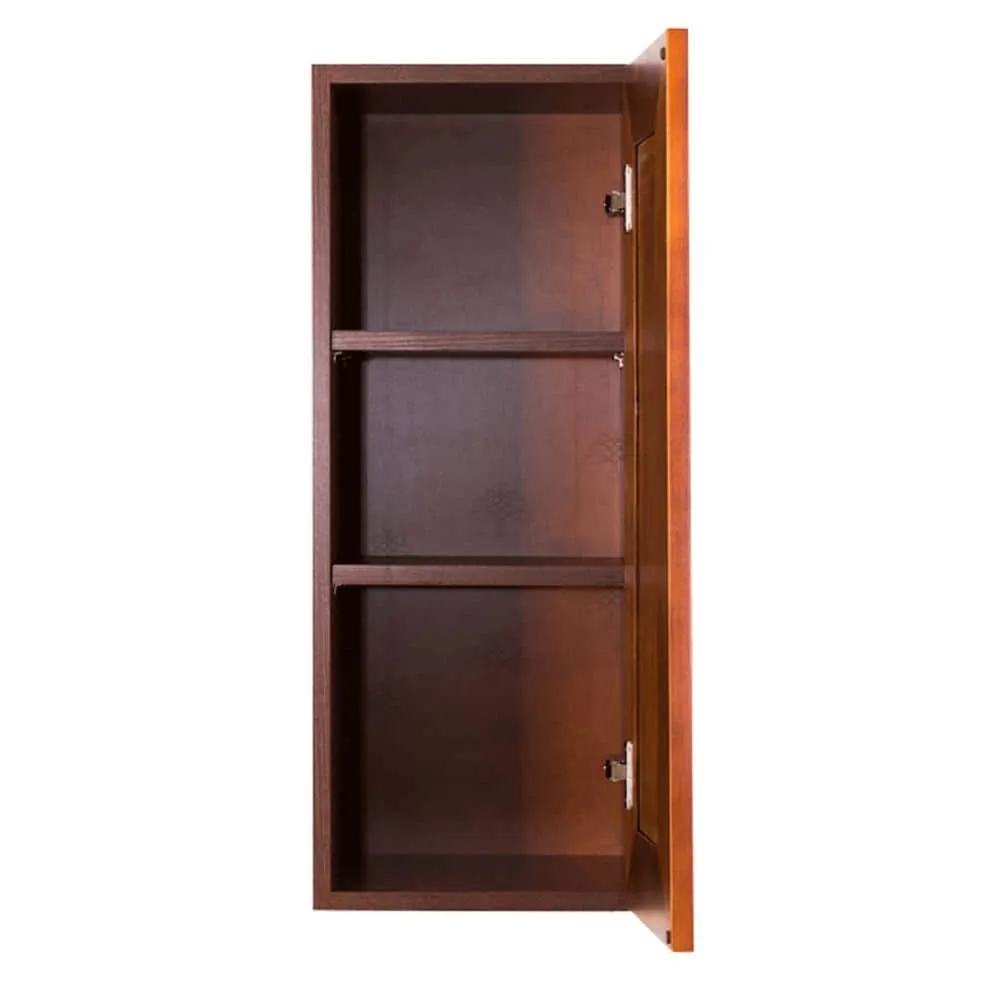 LIFEART CABINETRY Cambridge Assembled 21x36x12 in. Wall Cabinet with 1 Door 2 Shelves in Chestnut, photo 2 of 5