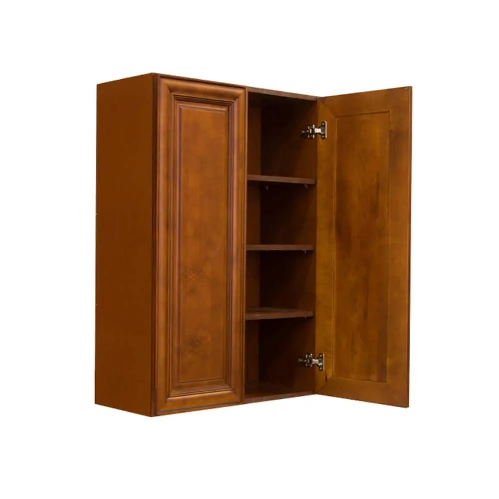 LIFEART CABINETRY Cambridge Assembled 24x42x12 in. Wall Cabinet with 2 Doors 3 Shelves in Chestnut, photo 3 of 5