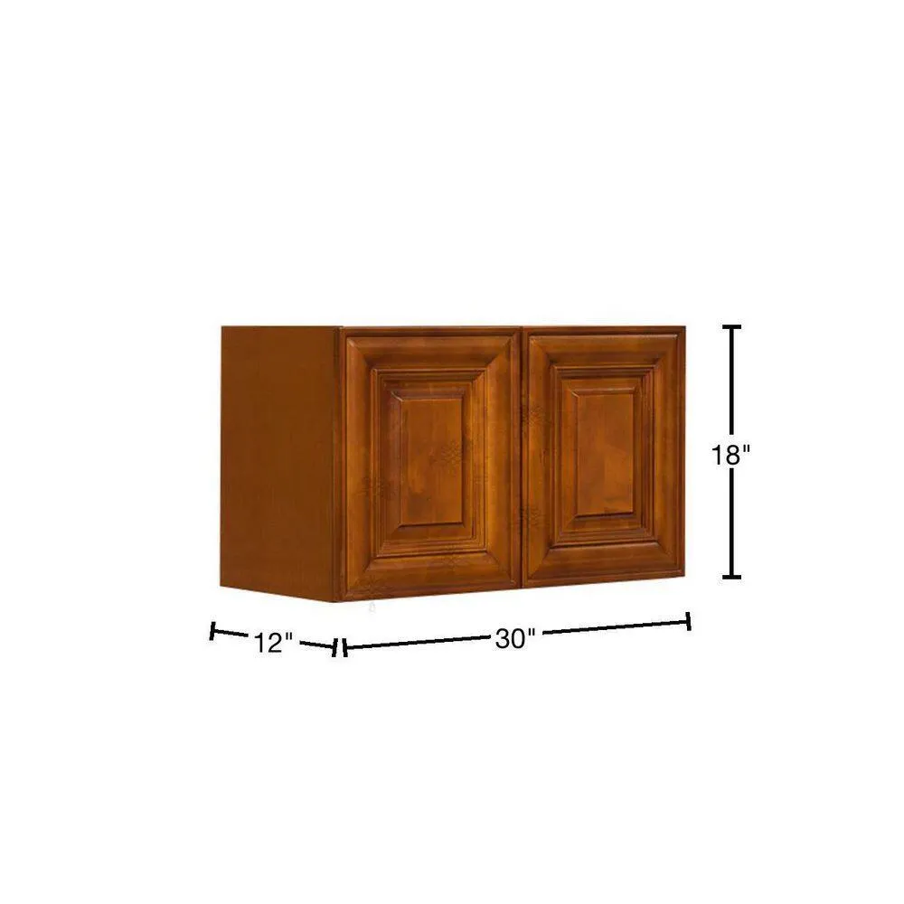 LIFEART CABINETRY Cambridge Assembled 30x18x12 in. Wall Cabinet with 2 Doors No Shelf in Chestnut, photo 2 of 6