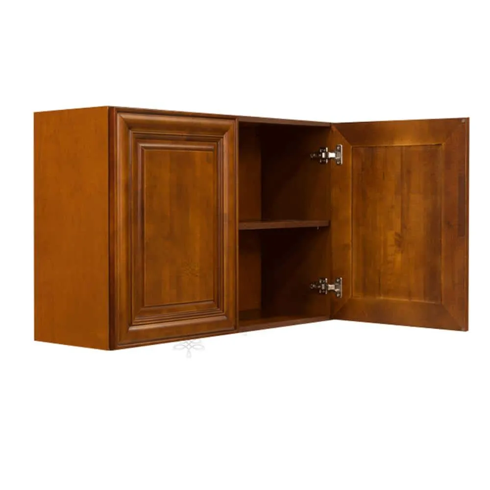 LIFEART CABINETRY Cambridge Assembled 30x24x12 in. Wall Cabinet with 2 Doors 1 Shelf in Chestnut, photo 3 of 5