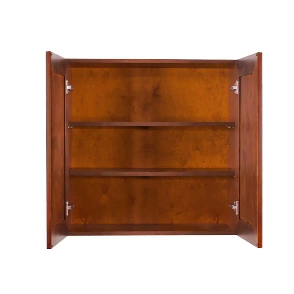 LIFEART CABINETRY Cambridge Assembled 33x30x12 in. Wall Cabinet with 2 Doors 2 Shelves in Chestnut, photo 2 of 5