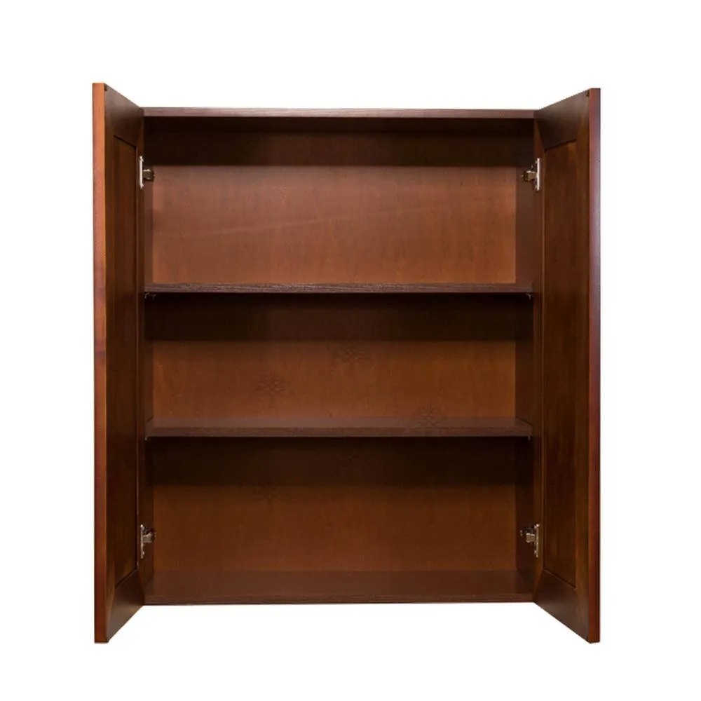 LIFEART CABINETRY Cambridge Assembled 33x36x12 in. Wall Cabinet with 2 Doors 2 Shelves in Chestnut, photo 2 of 5