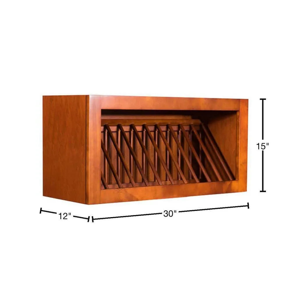 LIFEART CABINETRY Cambridge Assembled 30x15x12 in. Wall Dish Holder Cabinet in Chestnut, photo 2 of 5