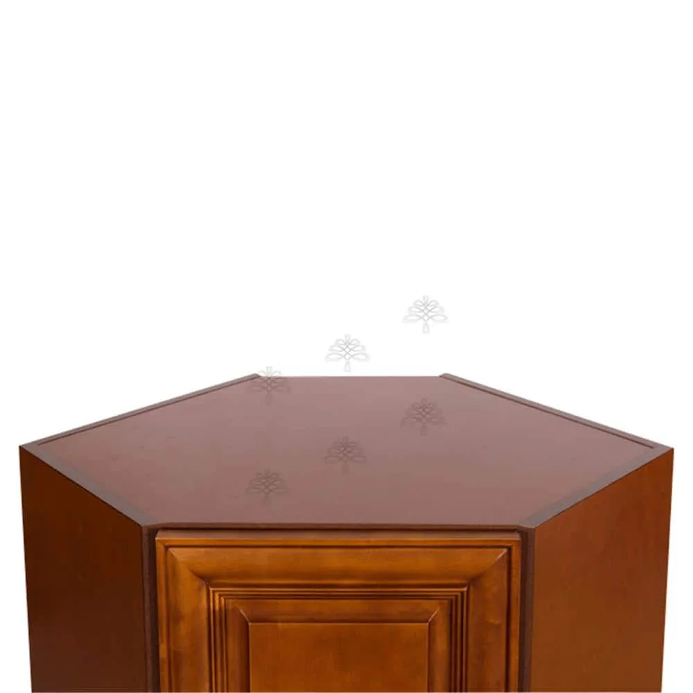 LIFEART CABINETRY Cambridge Assembled 24 in. x 30 in. x 12 in. Wall Diagonal Corner Cabinet with 1-Door 2-Shelves in Chestnut, photo 4 of 7