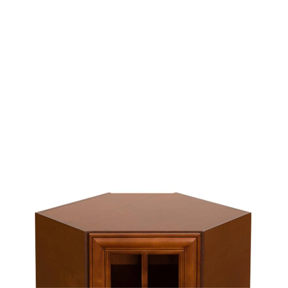 LIFEART CABINETRY Cambridge Assembled 24 in. x 36 in. x 12 in. Wall Diagonal Mullion-Door Cabinet with 1-Door 2-Shelves in Chestnut, photo 4 of 7
