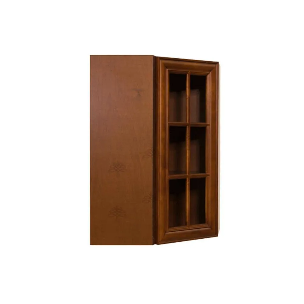 LIFEART CABINETRY Cambridge Assembled 24 in. x 36 in. x 12 in. Wall Diagonal Mullion-Door Cabinet with 1-Door 2-Shelves in Chestnut, photo 3 of 7