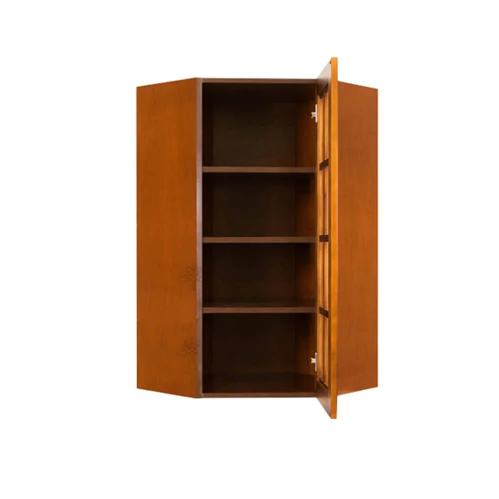 LIFEART CABINETRY Cambridge Assembled 24 in. x 42 in. x 12 in. Wall Diagonal Mullion-Door Cabinet with 1-Door 3-Shelves in Chestnut, photo 2 of 6