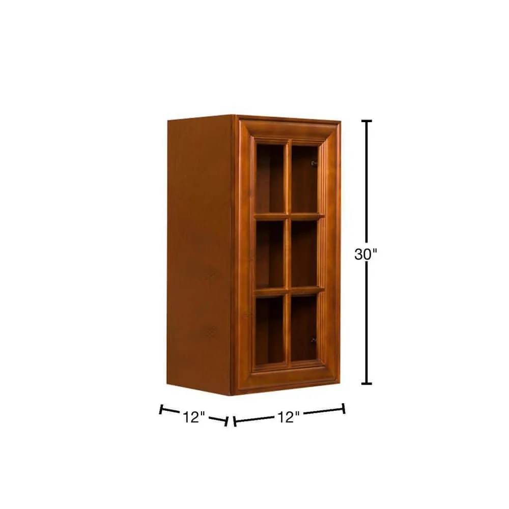 LIFEART CABINETRY Cambridge Assembled 12x30x12 in. Wall Mullion Door Cabinet with 1 Door 2 Shelves in Chestnut, photo 2 of 6