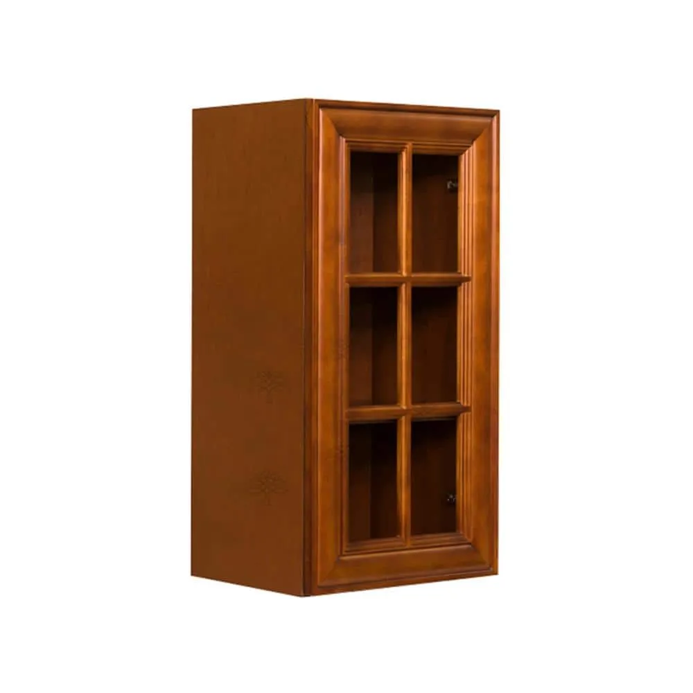 LIFEART CABINETRY Cambridge Assembled 12x30x12 in. Wall Mullion Door Cabinet with 1 Door 2 Shelves in Chestnut, photo 4 of 6