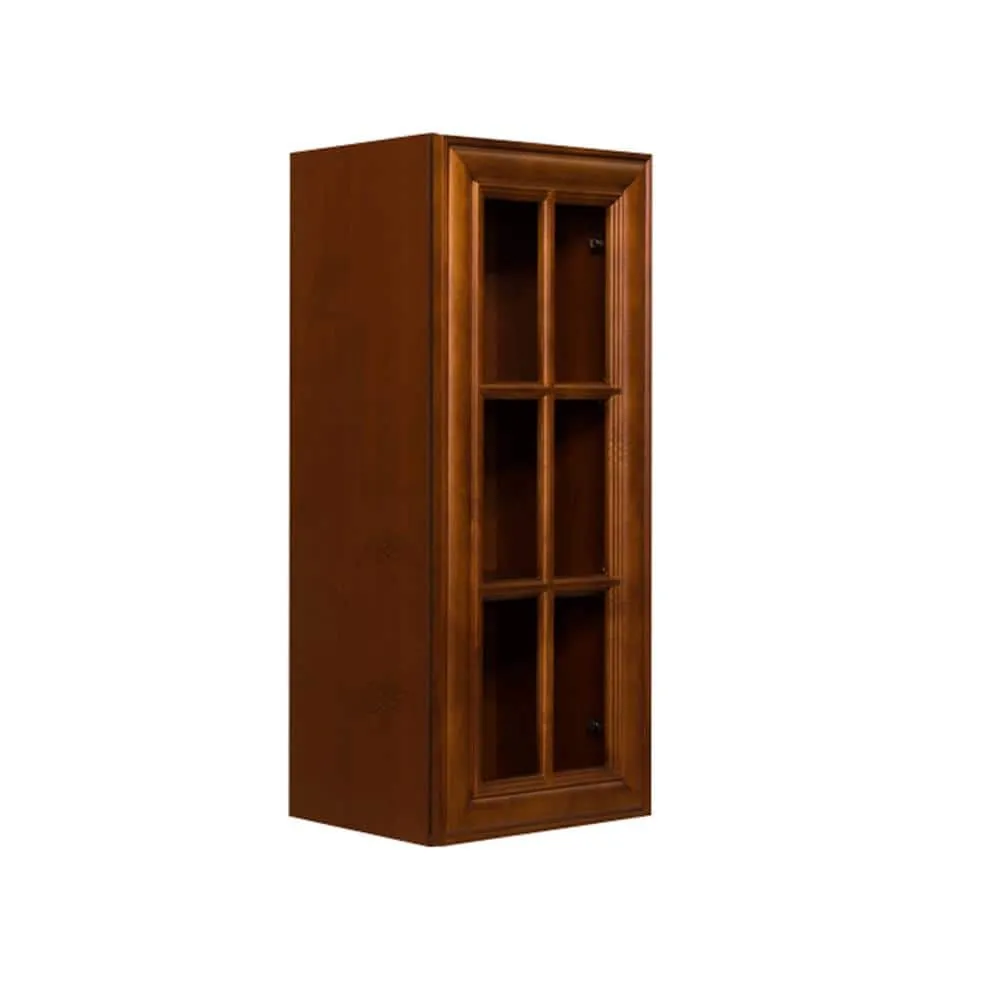 LIFEART CABINETRY Cambridge Assembled 12x36x12 in. Wall Mullion Door Cabinet with 1 Door 2 Shelves in Chestnut, photo 3 of 5